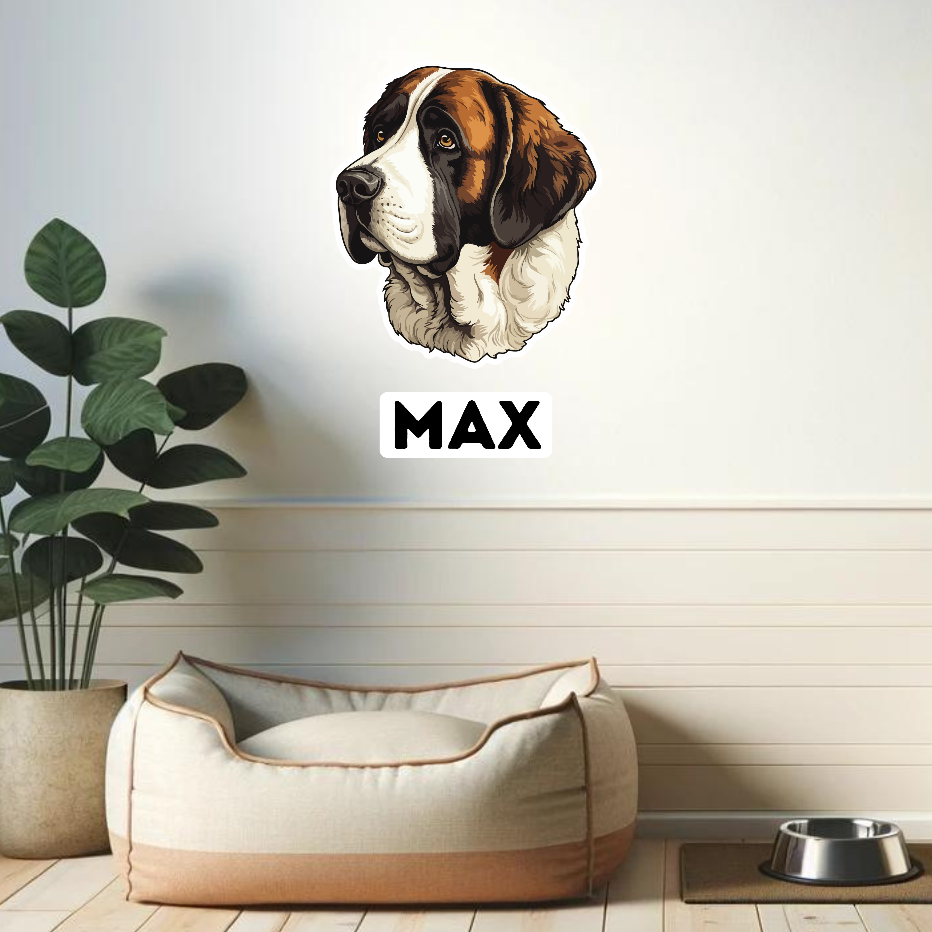 Textilná nálepka na stenu s menom psa - Bernardín